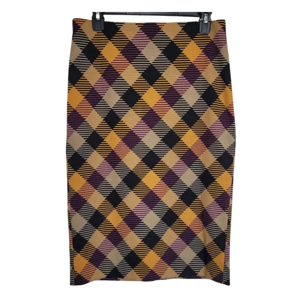 GRACE ELEMENTS Fall Plaid Pencil Skirt Strech Fit Fashion Women's Size Small